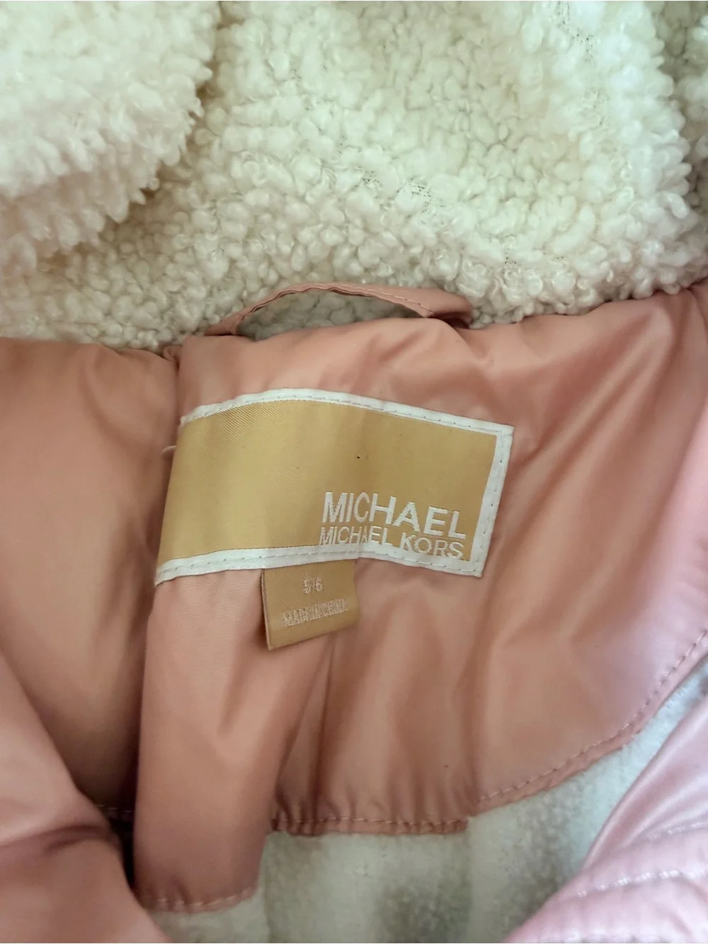 Girls Pinks Michael Koors Puffer Jacket with Sherpa Trim - Kids